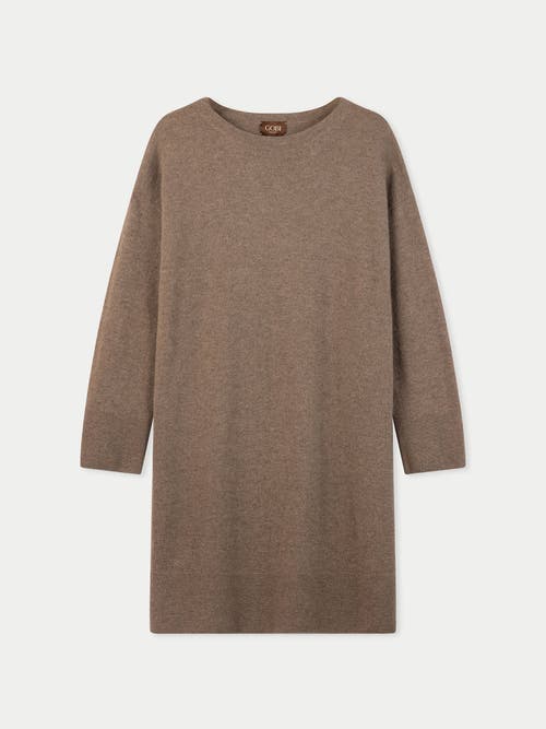 Gobi Cashmere C-neck Knit Dress In Brown