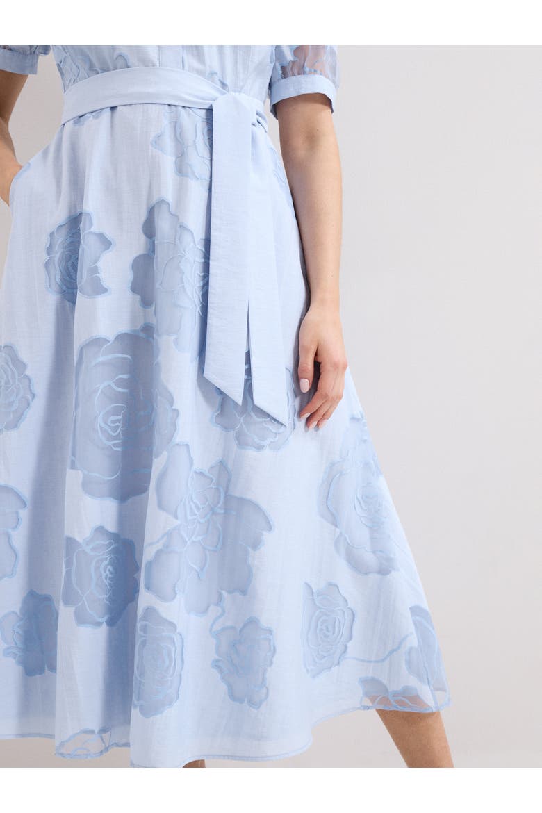 Queenie Belted Midi Dress, Alternate, color, Blue