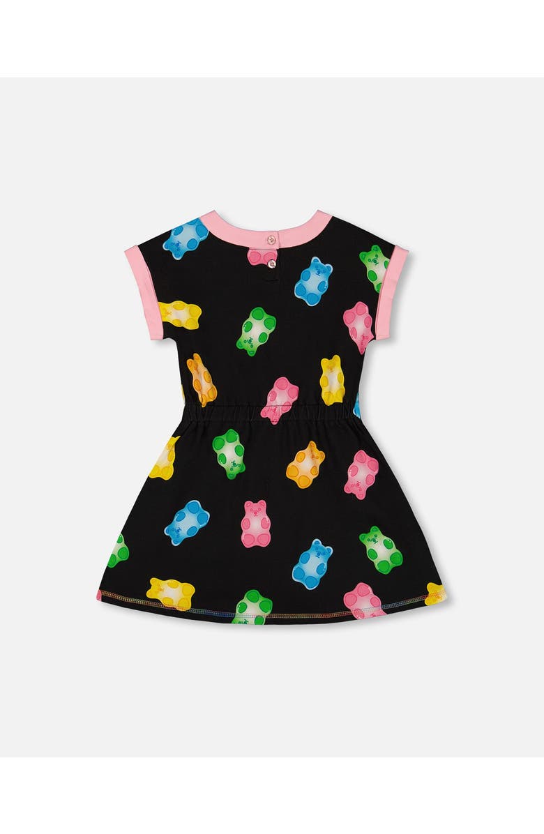 Deux par Deux Girl's Printed French Terry Dress Black And Multicolored Gummies, Alternate, color, 
