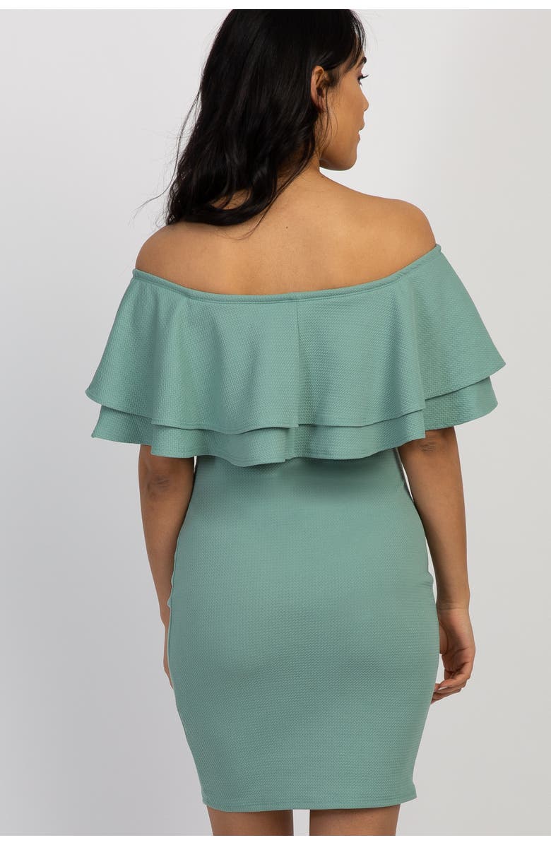 PinkBlush Off Shoulder Fitted Maternity Dress, Alternate, color, Light Olive