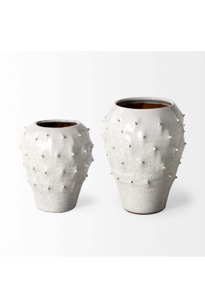 Julian Glossy  Ceramic Spoked Vase, Alternate, color, White