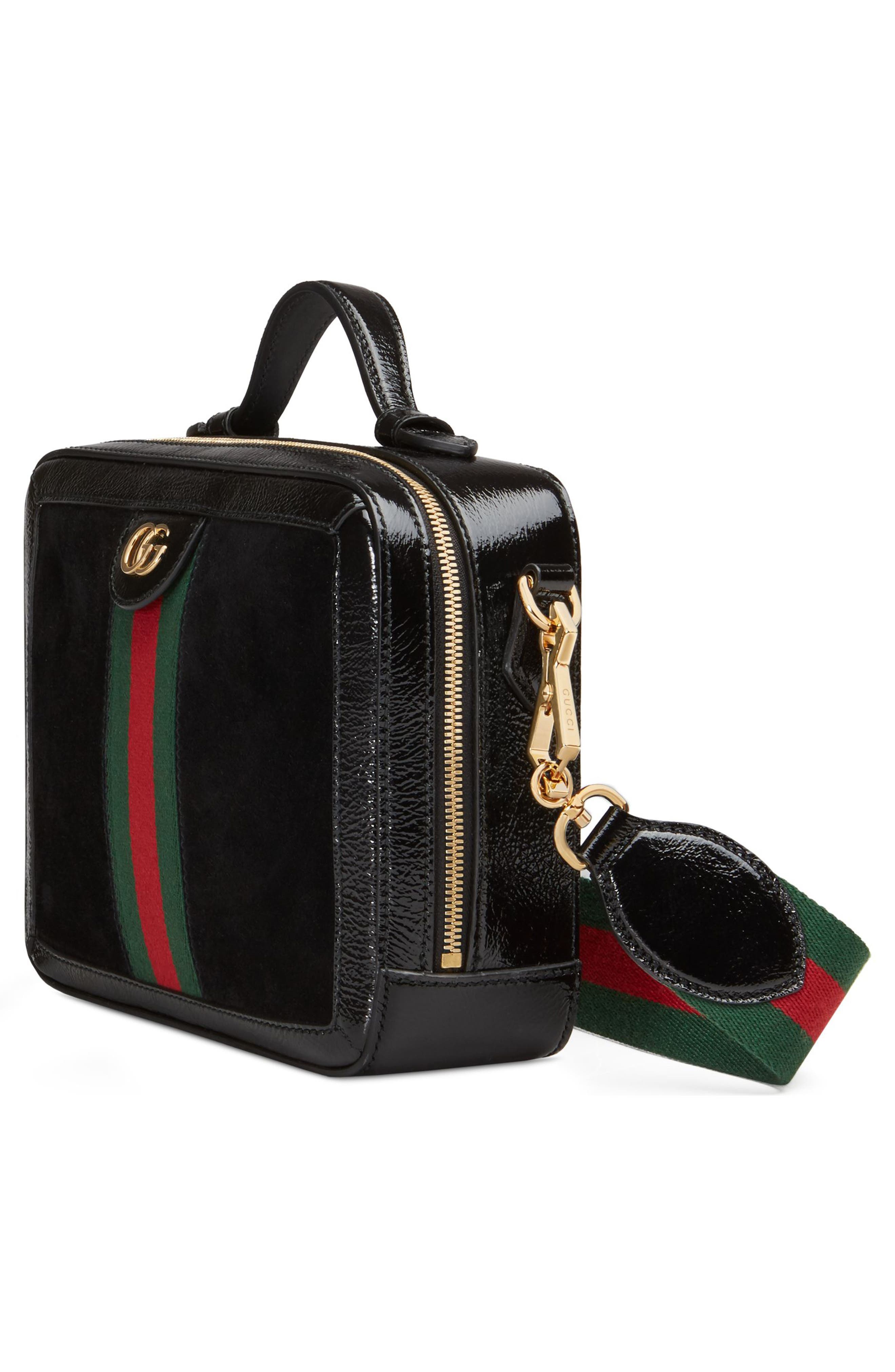 Gucci Ophidia Suede & Leather Top Handle Bag, Alternate, color, 