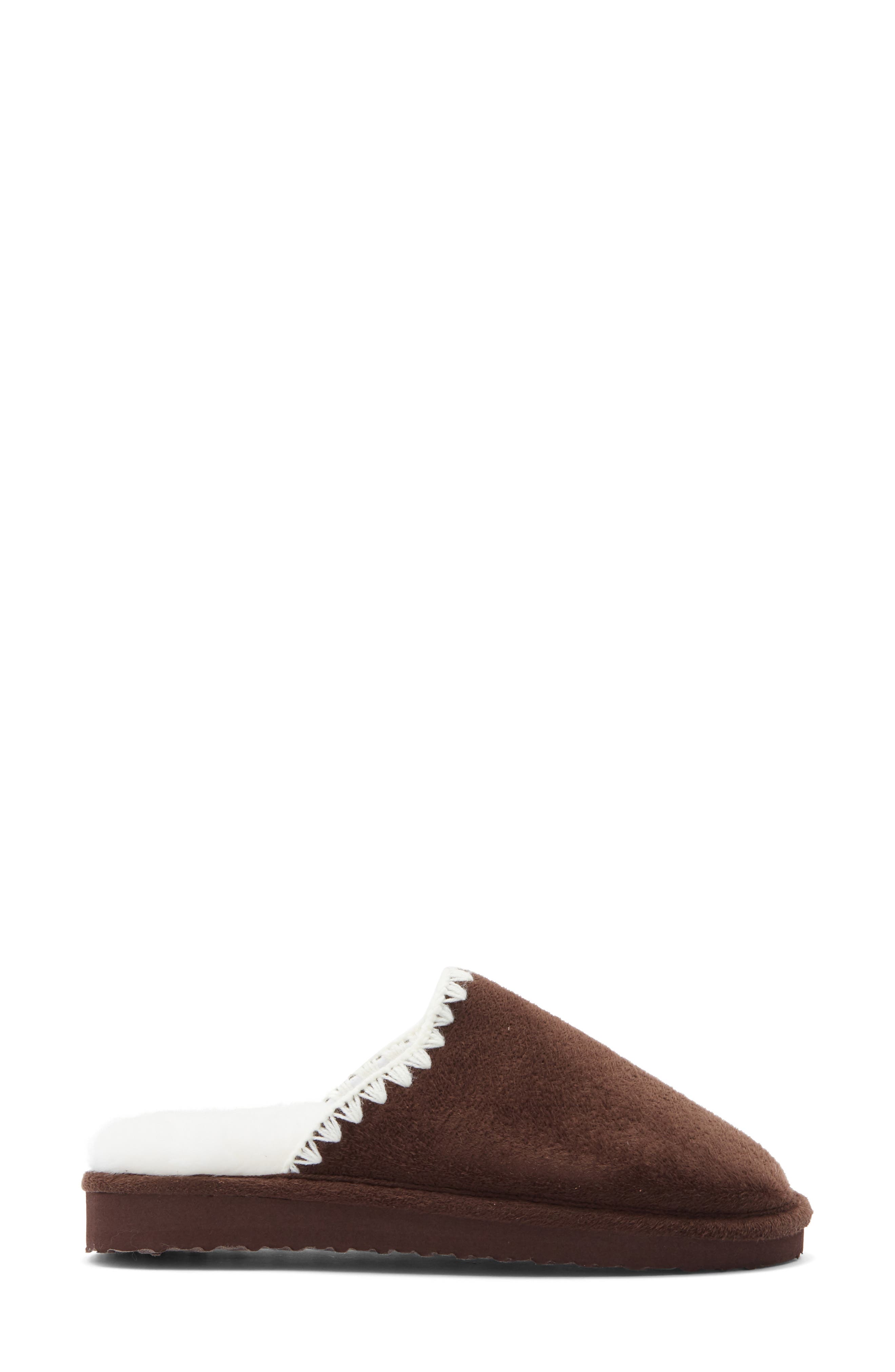 Børn Scallop Faux Suede Scuff Slipper, Alternate, color, Brown
