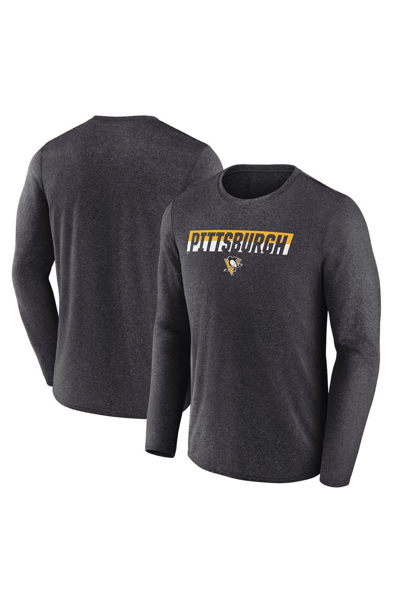 FANATICS Men's Fanatics Heather Charcoal Pittsburgh Penguins Transition Long Sleeve T-Shirt, Alternate, color, Heather Charcoal