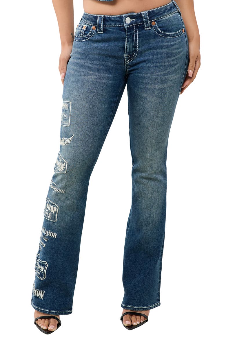 Becca Embroidered Mid Rise Bootcut Jeans, Main, color, MOONWAKE