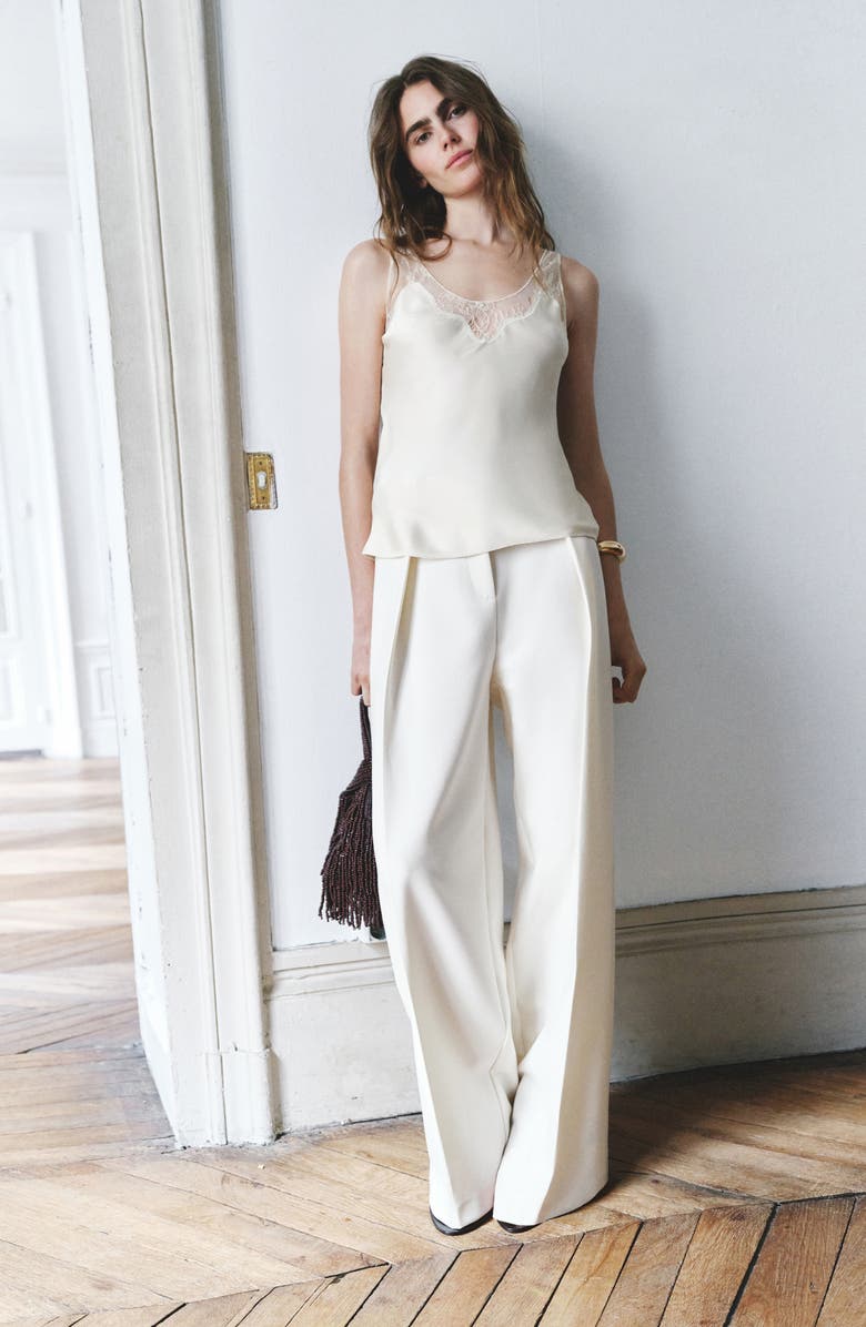 MANGO Reia Sleeveless Satin Top, Alternate, color, Ecru