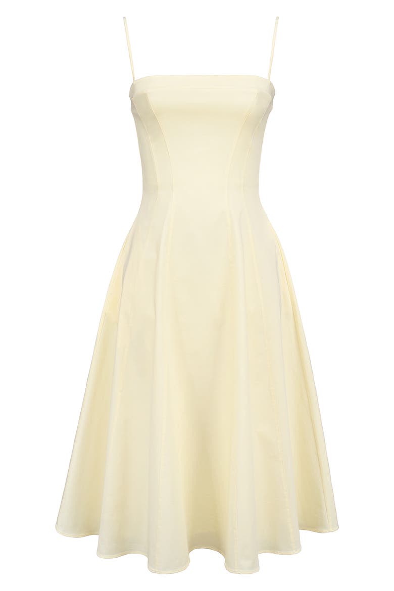 Dolly Seamed Stretch Cotton Twill Midi Sundress, Alternate, color, LEMON ICING