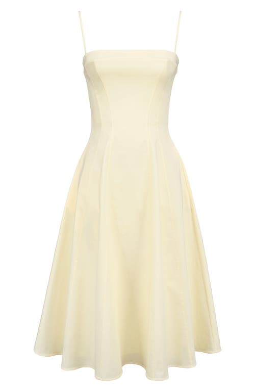 HOUSE OF CB HOUSE OF CB DOLLY SEAMED STRETCH COTTON TWILL MIDI SUNDRESS