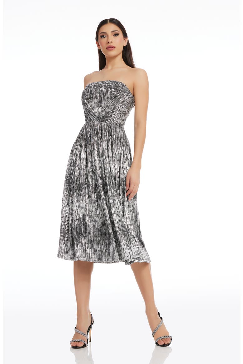Nadine Metallic Strapless Fit & Flare Cocktail Dress, Alternate, color, BLACK-SILVER
