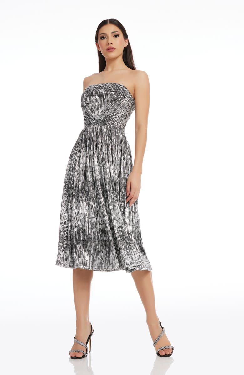Dress the Population Nadine Metallic Strapless Fit & Flare Cocktail Dress, Alternate, color,