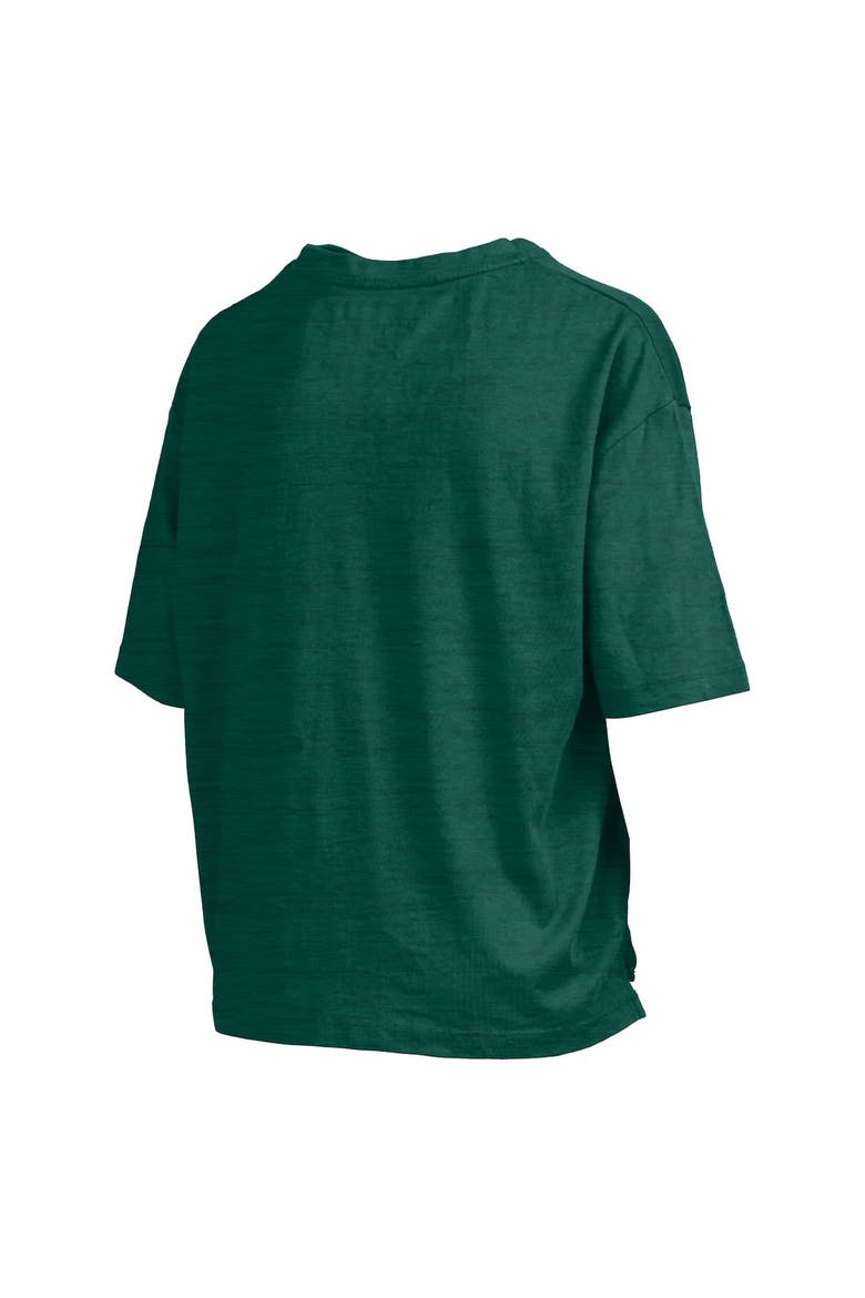 Women's Pressbox Green Michigan State Spartans Nelson Arch Over Logo Waist Length Oversized Slub T-Shirt, Alternate, color, Green