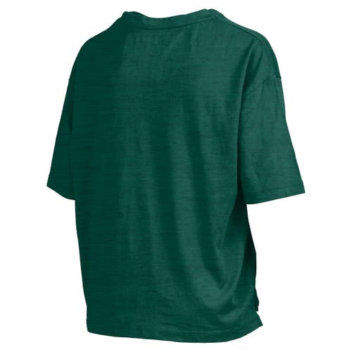 Pressbox Green Michigan State Spartans Nelson Arch Over Logo Waist Length Oversized Slub T-shirt