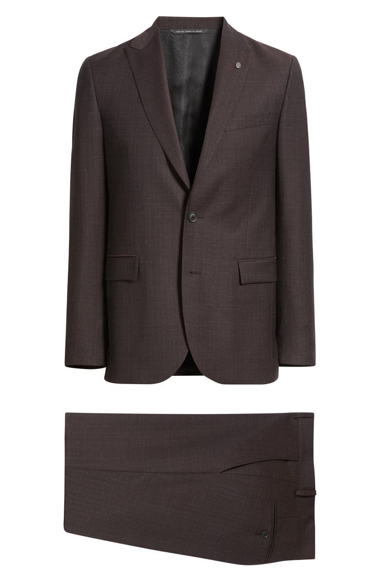 AllSaints Rawdon Peak Lapel Slim Fit Wool Suit, Main, color, Burgundy