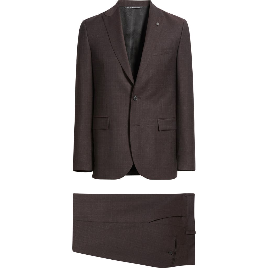 Allsaints Rawdon Peak Lapel Slim Fit Wool Suit In Brown