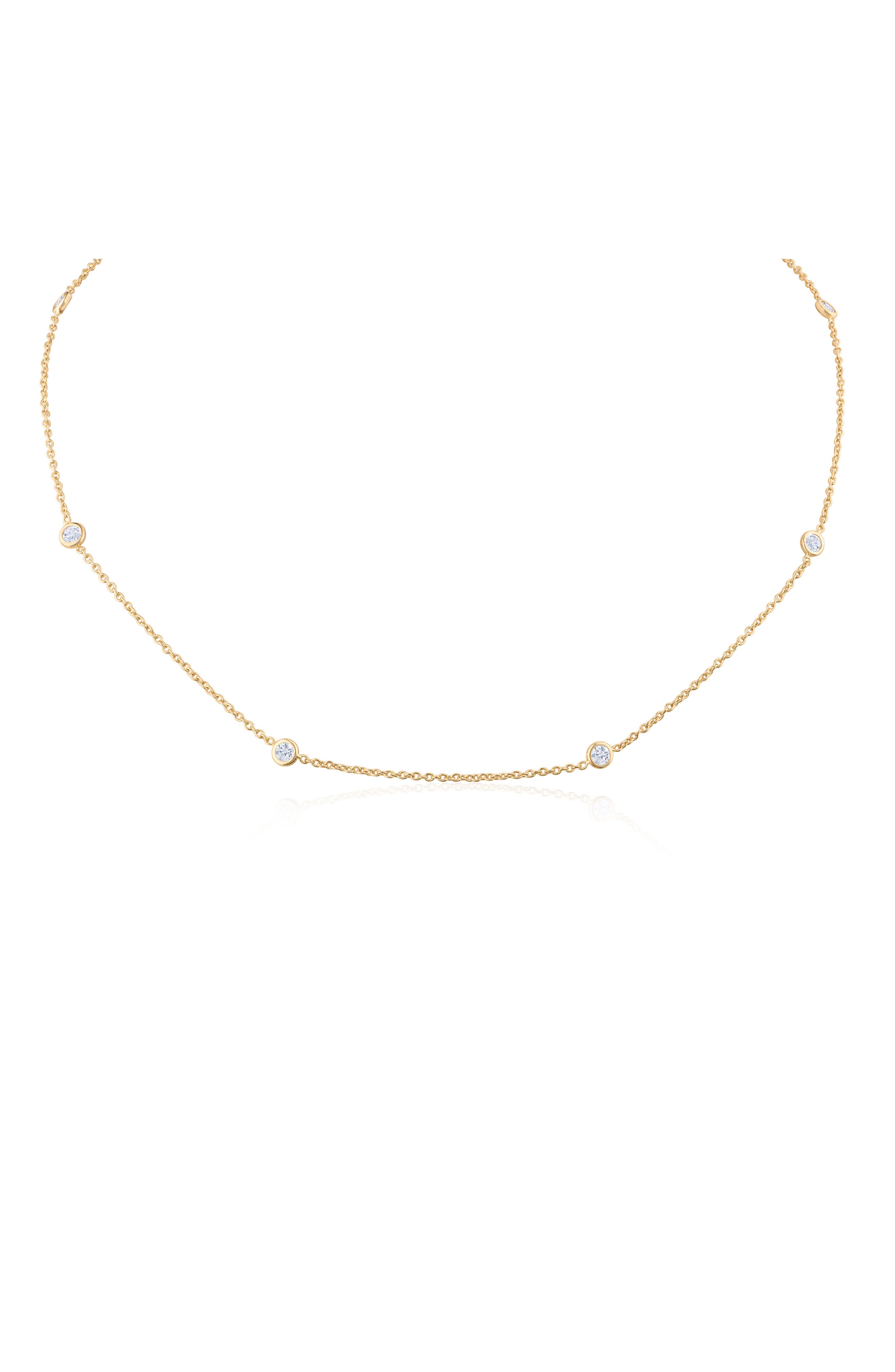 Cubic Zirconia Bezel Station Necklace