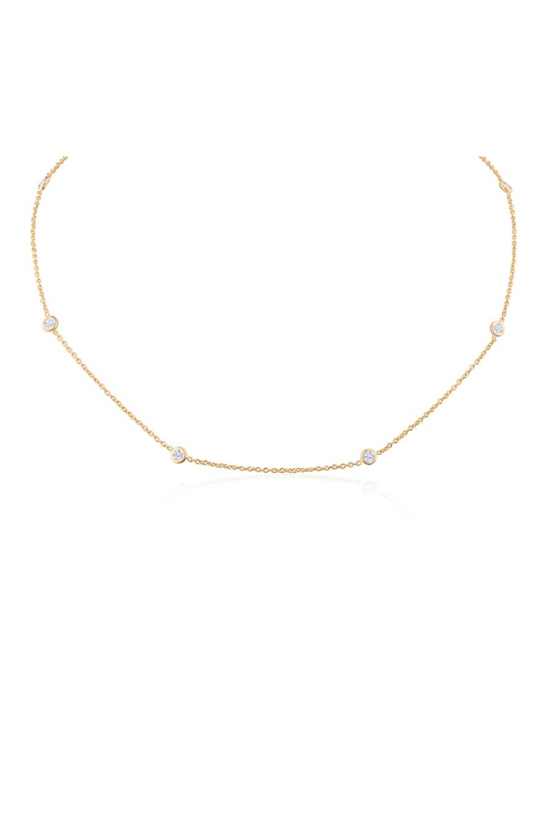 Cubic Zirconia Bezel Station Necklace, Main, color, CLEAR-GOLD