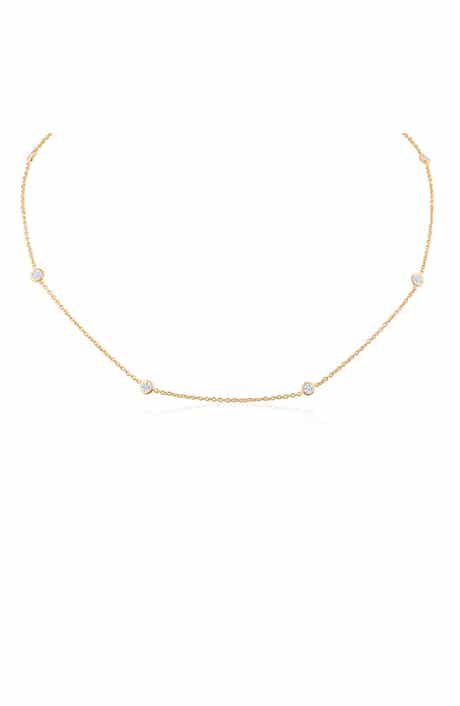 Cubic Zirconia Bezel Station Necklace