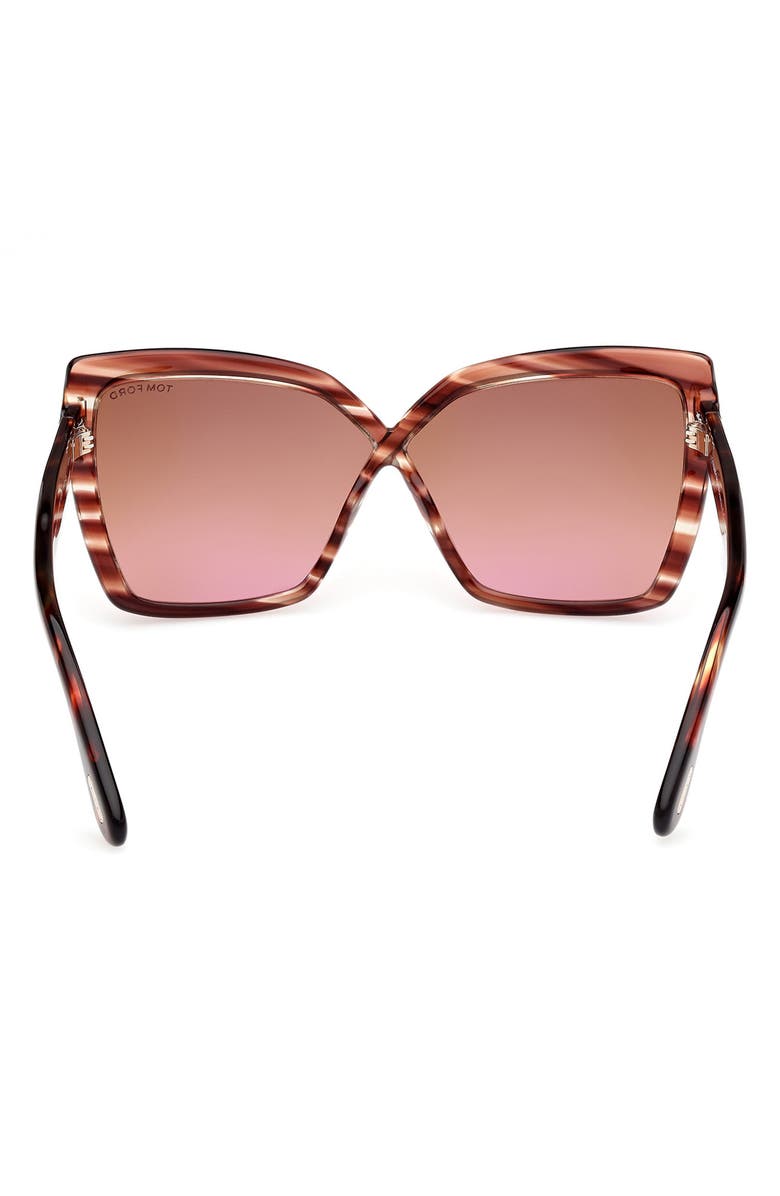 TOM FORD Fiore 63mm Oversize Gradient Butterfly Sunglasses, Alternate, color, Striped Burgundy / Champagne