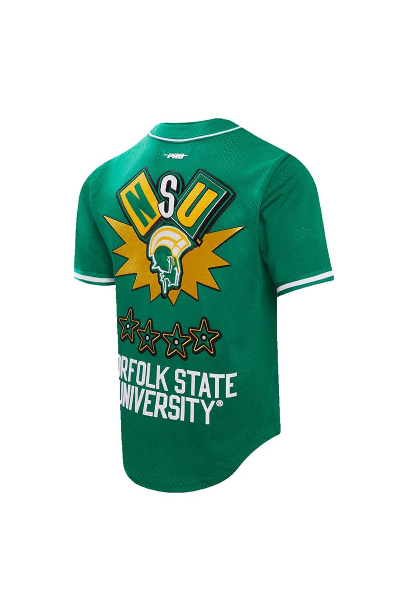 PRO STANDARD Men's Pro Standard Kelly Green Norfolk State Spartans Homecoming Mesh Button-Down Shirt, Alternate, color, 