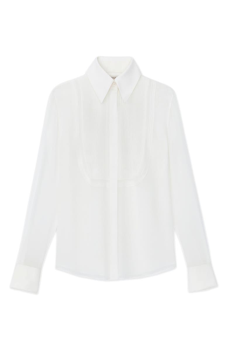 Lafayette 148 New York Pintuck Bib Silk Georgette Button-Up Shirt, Alternate, color,