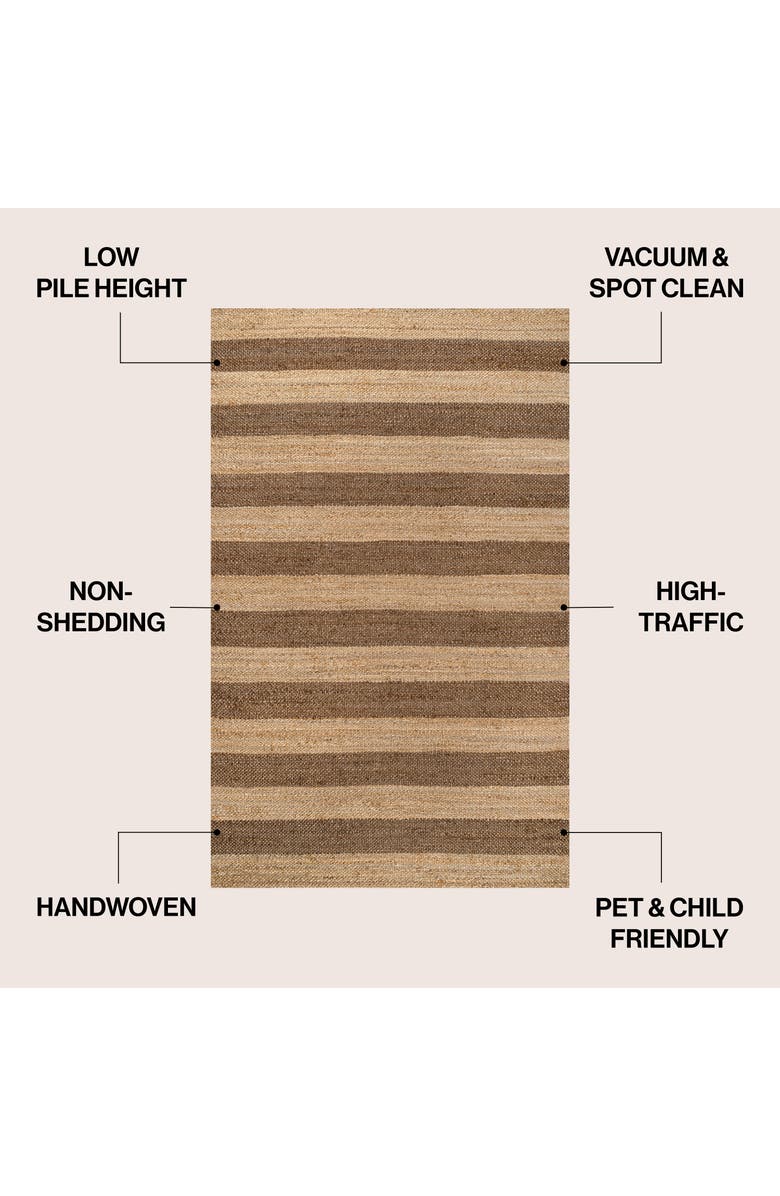 JONATHAN Y Jayden Rustic Farmhouse Woven Jute Stripe Area Rug, Alternate, color, Natural/Brown