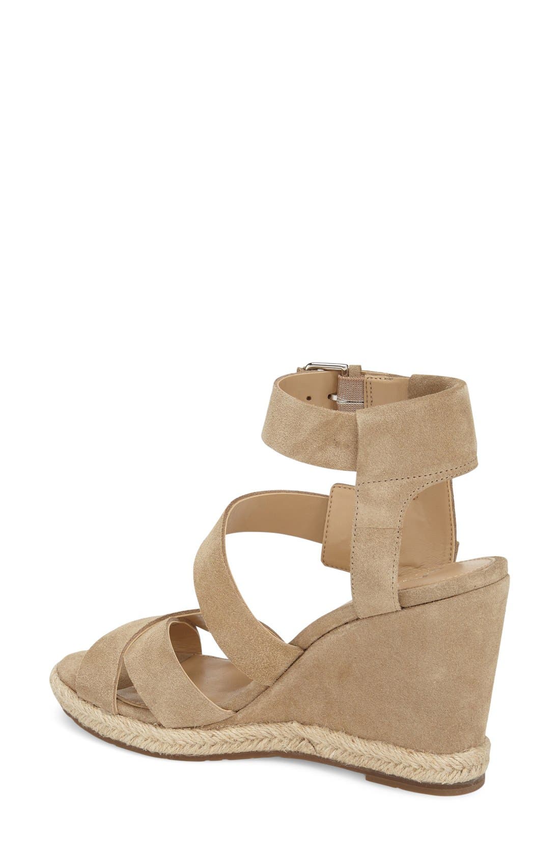 'Karla' Wedge Sandal, Alternate, color, NATURAL SUEDE