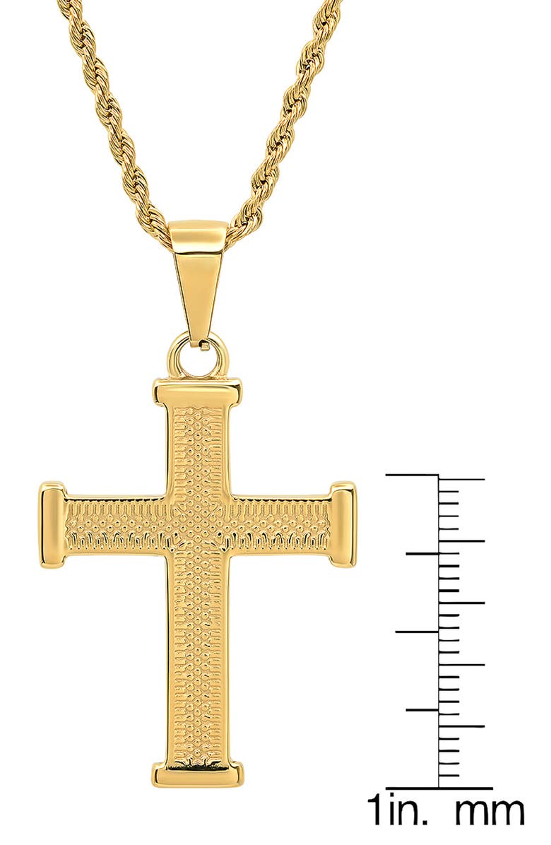 HMY JEWELRY Men's 18K Gold Plated Stainless Steel Cross Pendant Necklace, Alternate, color, Gold