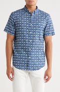 Original Penguin Short Sleeve Linen & Cotton Button-Up Shirt