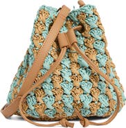 Collection XIIX Two-Tone Crochet Drawstring Bucket Bag