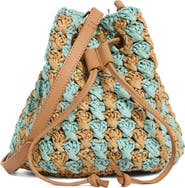 Collection XIIX Two-Tone Crochet Drawstring Bucket Bag
