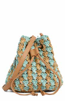 Collection XIIX Two-Tone Crochet Drawstring Bucket Bag