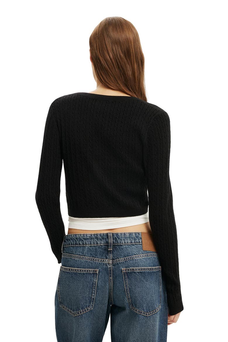 Women's Ls Cable Micro Cardi, Alternate, color, Black