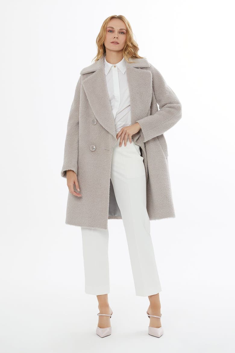 Notch Lapel Wool Mohair Blend Jacket with Pockets, Alternate, color, Beige