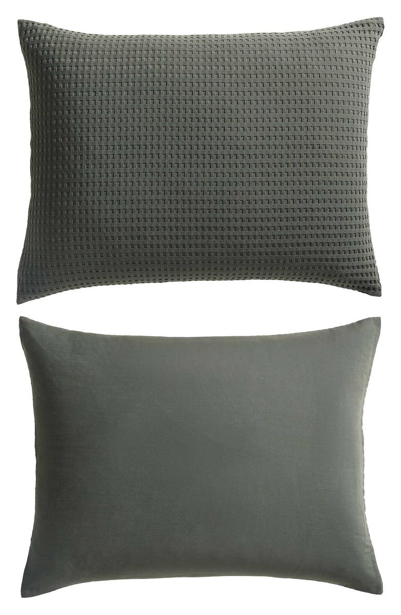 Kenneth Cole New York Solid Waffle Comforter Set, Alternate, color, Dark Green