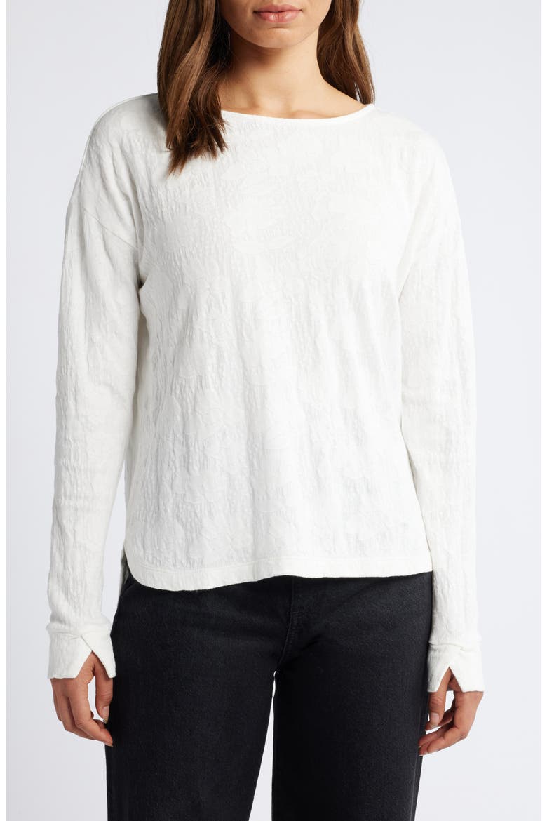 Relaxed Fit Cotton Jacquard T-Shirt, Main, color, CLASSIC CREAM
