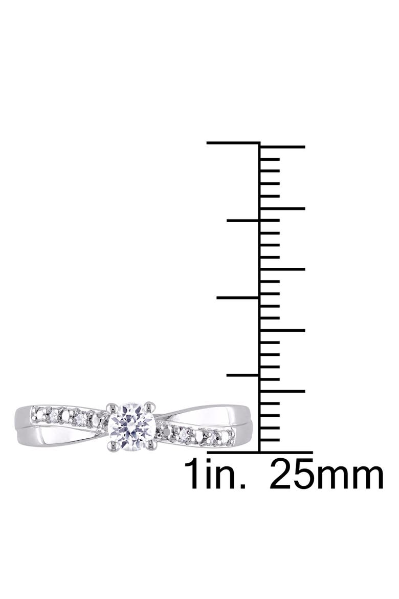 Created White Sapphire & Diamond Crossover Ring, Alternate, color, Sterling Silver