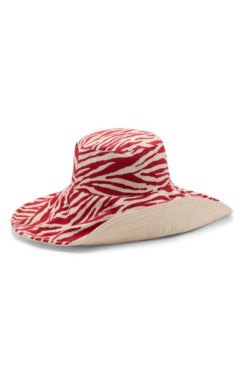 Mango Reversible Zebra Print Bucket Hat In Red