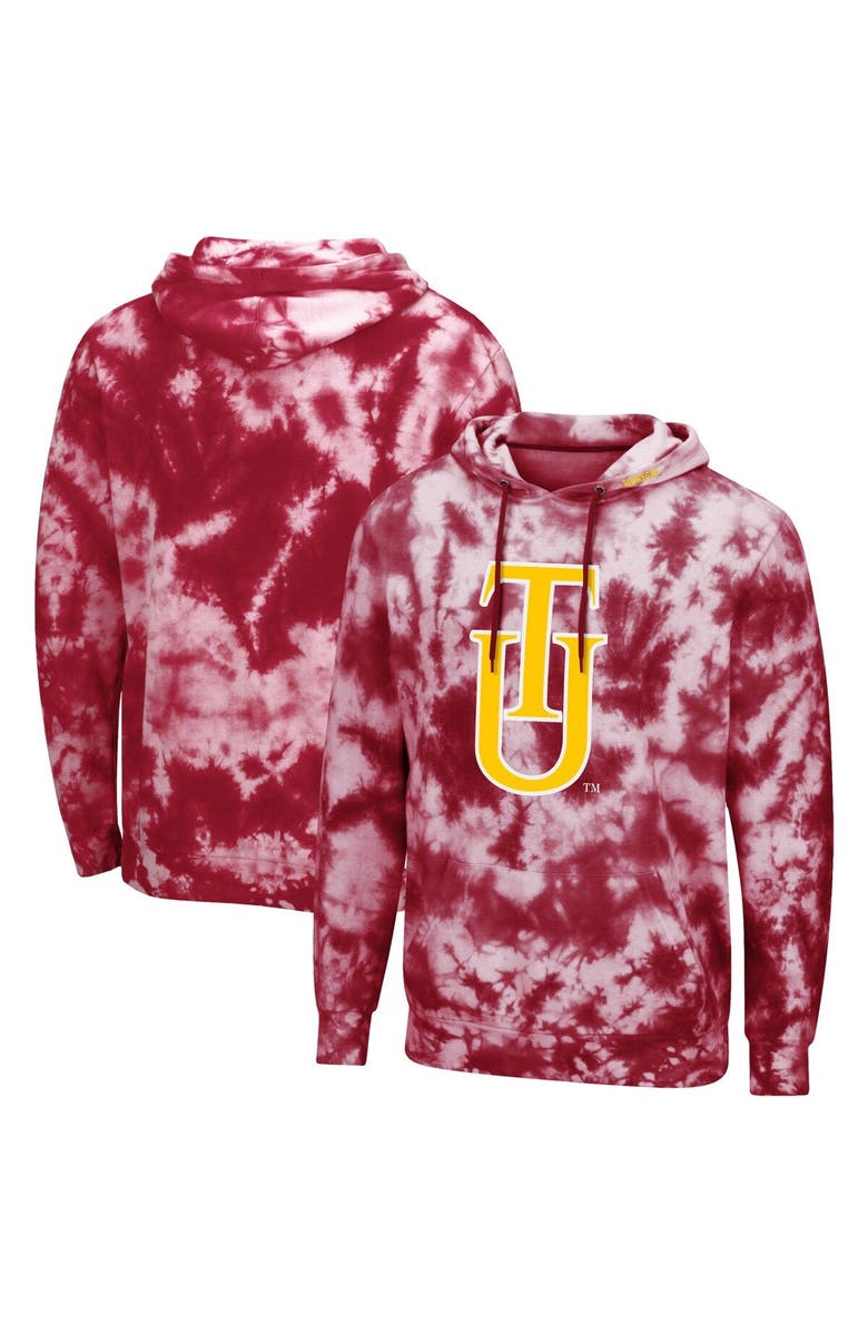 COLOSSEUM Men's Colosseum Crimson Tuskegee Golden Tigers Tie-Dye Pullover Hoodie, Main, color, 