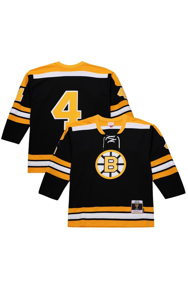 Mitchell & Ness Men's Bobby Orr Black Boston Bruins 1971-72 Power Play Jersey, Main, color, Black