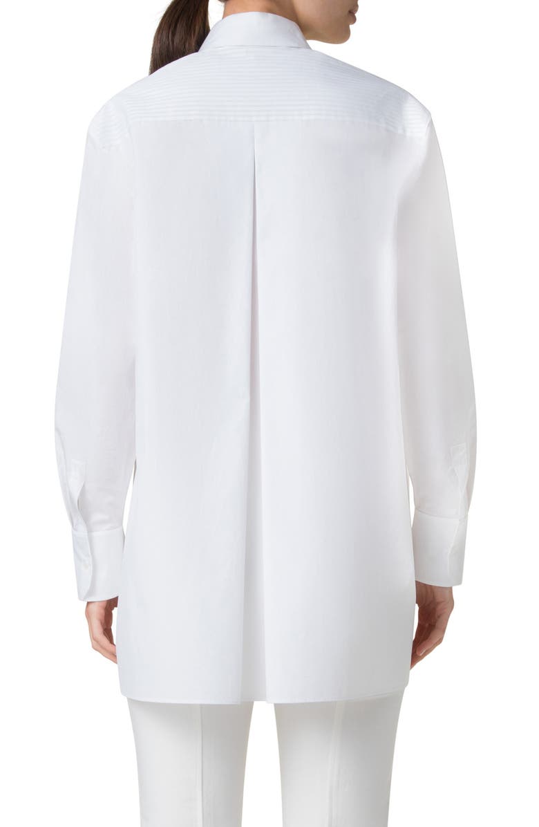Akris Oversize Pleated Panel Cotton Voile Button-Up Shirt, Alternate, color, Pure White