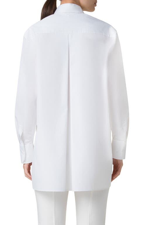 Akris Oversize Pleated Panel Cotton Voile Button-up Shirt In Pure White