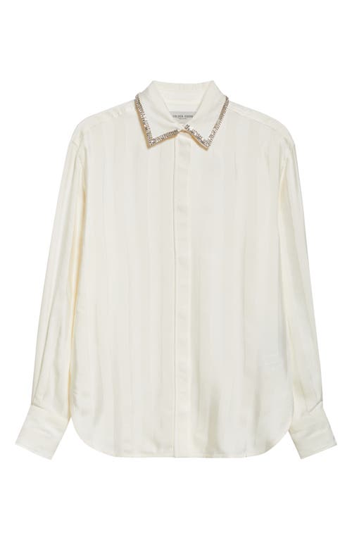 Golden Goose Journey Embellished Collar Tonal Stripe Button-up Shirt In Papyrus