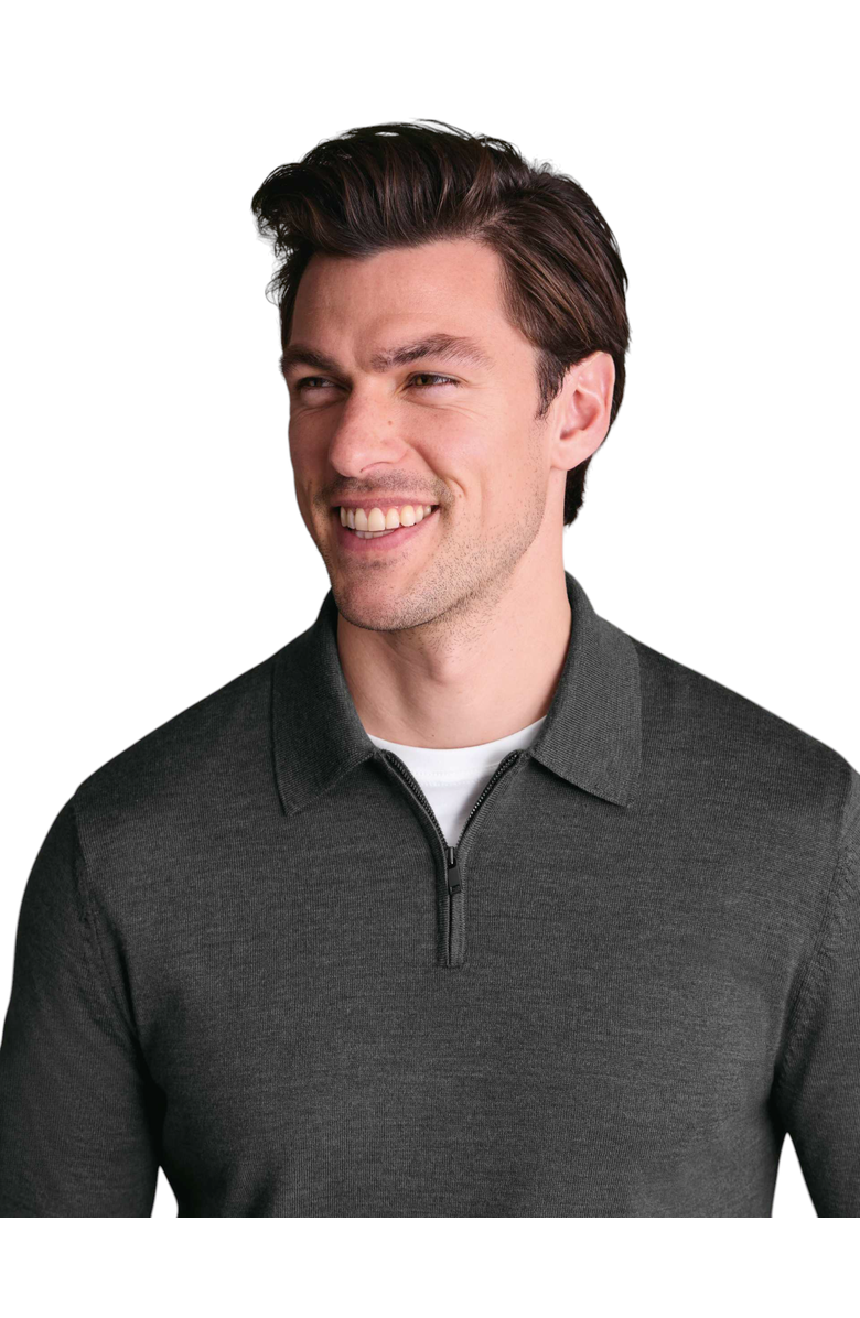 Charles Tyrwhitt Merino Zip Polo Neck Long sleeve, Alternate, color, Grey