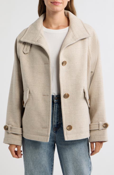 Plaid Wool Blend Jacket