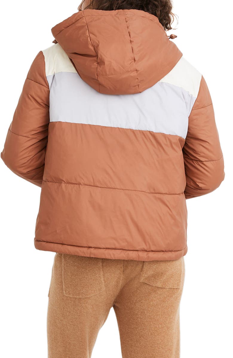 Madewell Chevron Colorblock Packable Puffer Jacket, Alternate, color, 