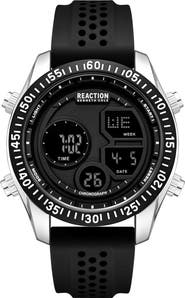 Kenneth Cole Reaction Digital Display Silicone Strap Watch, 45.2mm