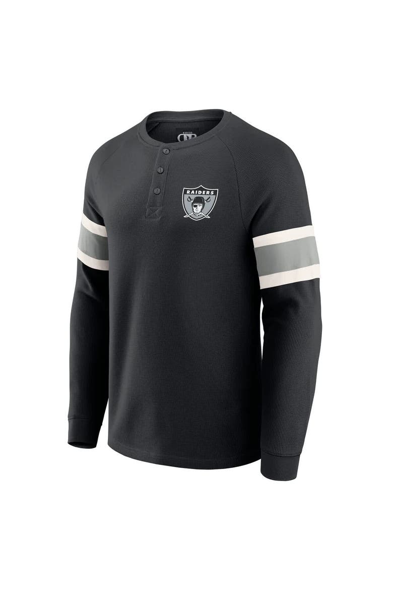 Men's Darius Rucker Collection by Fanatics Black Las Vegas Raiders Waffle-Knit Raglan Long Sleeve Henley T-Shirt, Alternate, color, Black