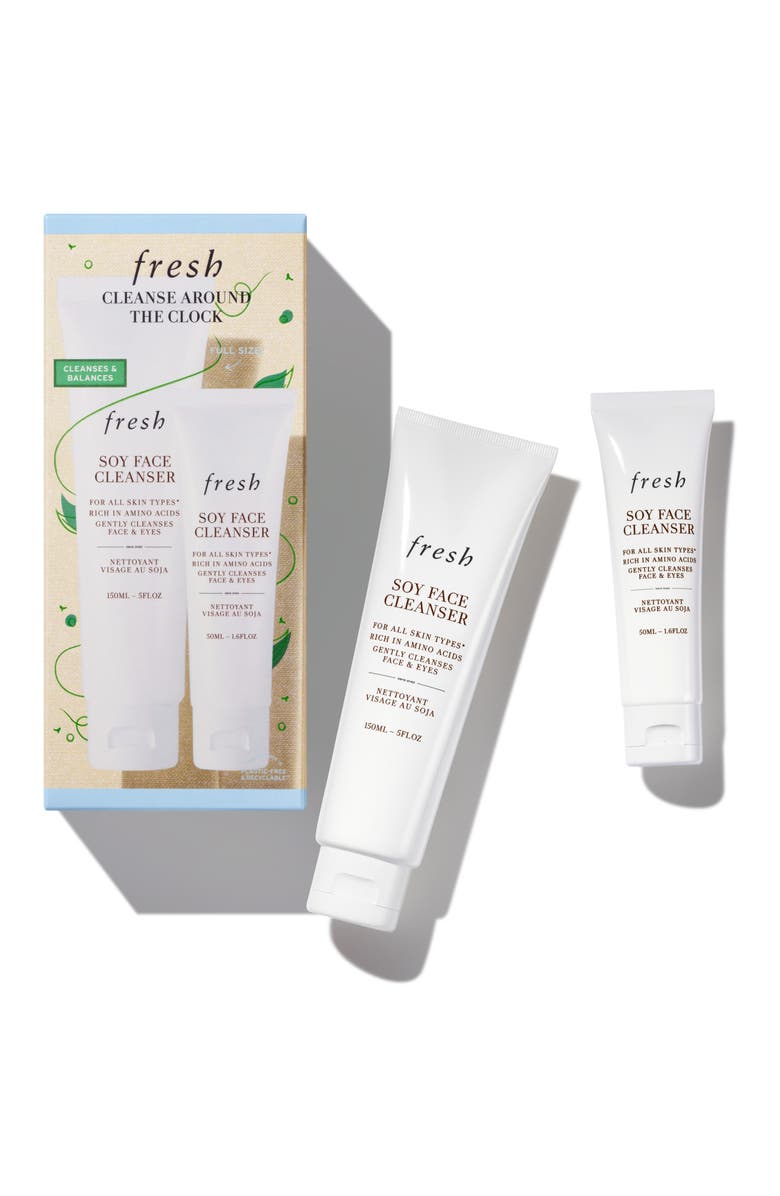 Fresh<sup>®</sup> Cleanse Around the Clock Soy Face Cleanser Duo Set $54 Value, Main, color, 