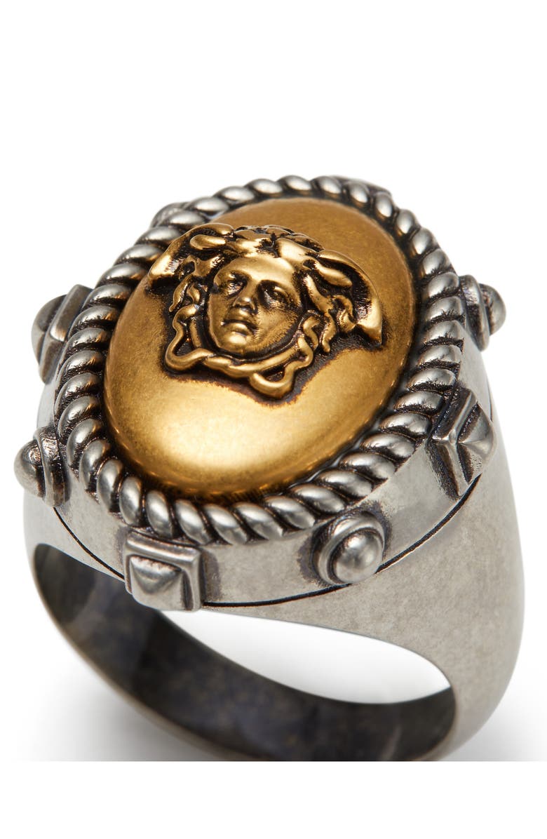 Versace First Line Men's Tivoli Ring, Alternate, color, Palladium 82-Gold