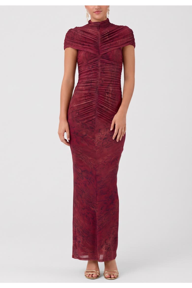 Delphine Caplet Midi Dress, Main, color, Dark Red